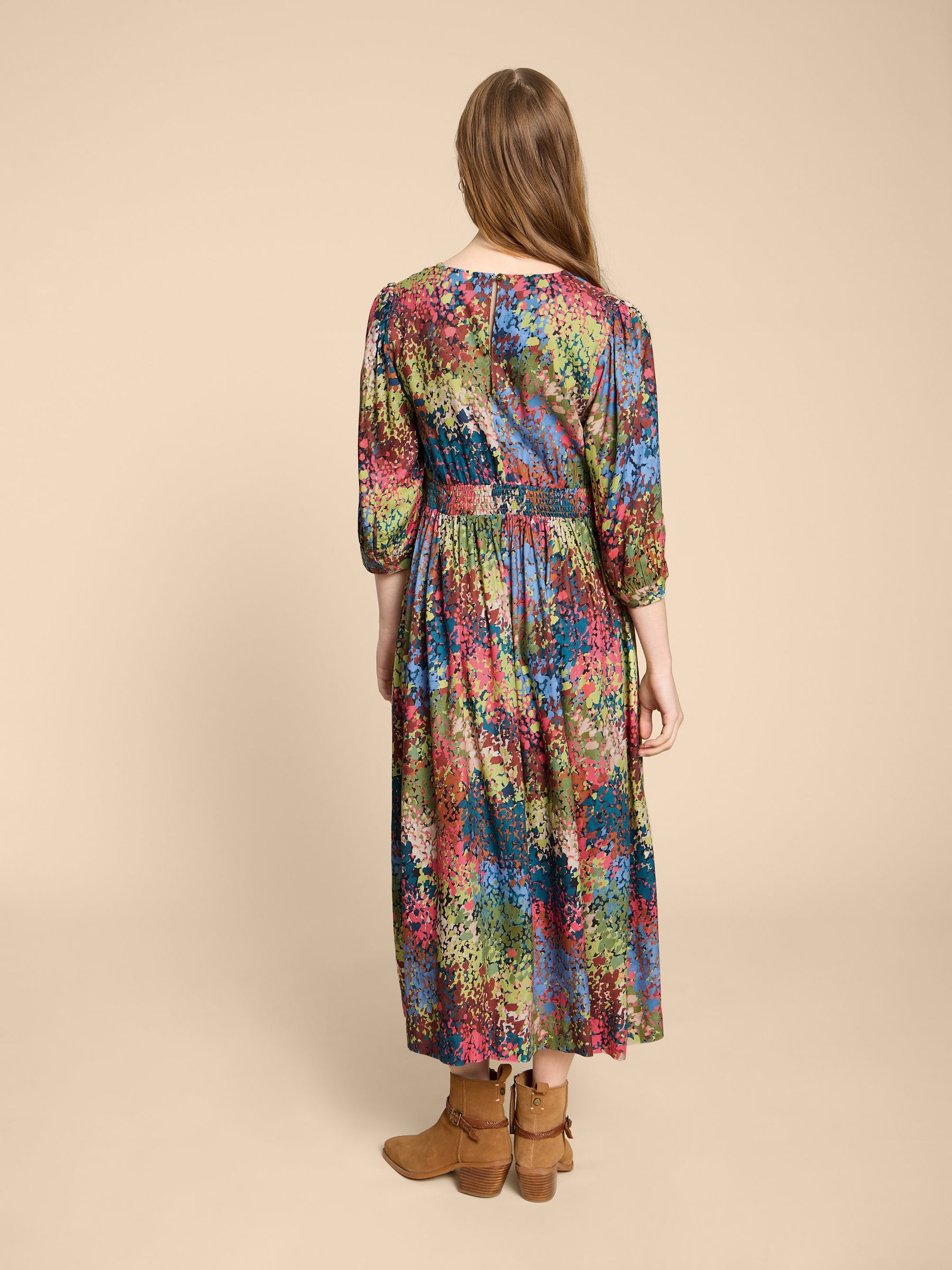 White Stuff Pich Pink Lucy EcoVero™ Midi Dress - Image 2 of 7