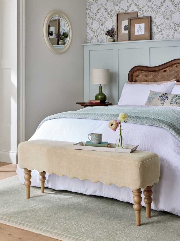 Laura Ashley Baron Chenille Hazelnut Bench - Image 1 of 6