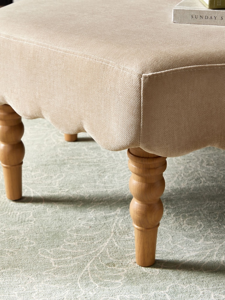 Laura Ashley Baron Chenille Hazelnut Large Footstool - Image 2 of 6
