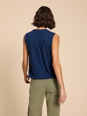 White Stuff Blue Tulip Jersey Sleeveless Shirt - Image 2 of 7