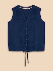 White Stuff Blue Tulip Jersey Sleeveless Shirt - Image 5 of 7