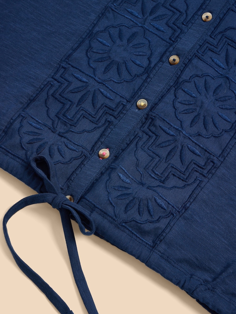 White Stuff Blue Tulip Jersey Sleeveless Shirt - Image 7 of 7