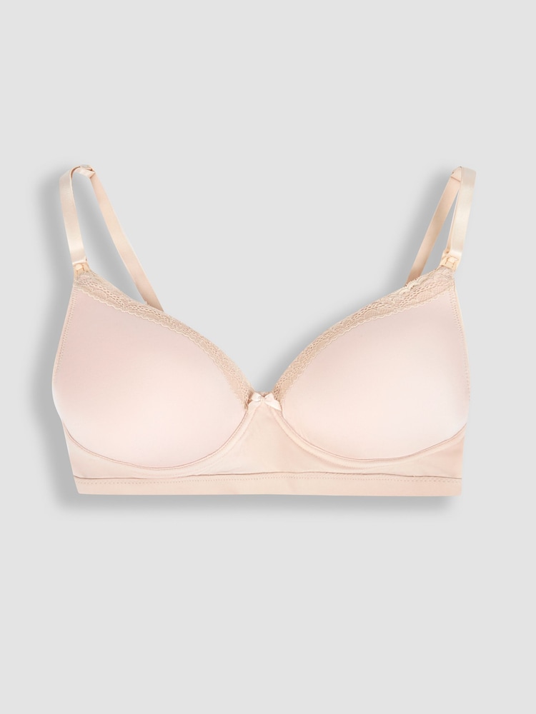 Nude naturel - JoJo Maman Bébé Emma-Jane Lace Trim Nursing T-Shirt Bra - Image 4 of 5