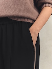 Reiss Black Remi Elasticated Side Stripe Wide Leg Trousers - Image 4 of 7
