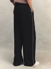 Reiss Black Remi Elasticated Side Stripe Wide Leg Trousers - Image 5 of 7