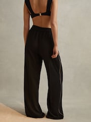 Reiss Black Remi Elasticated Side Stripe Wide Leg Trousers - Image 6 of 7