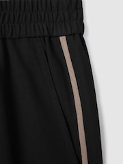 Reiss Black Remi Elasticated Side Stripe Wide Leg Trousers - Image 7 of 7