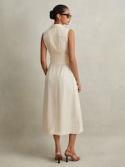 Reiss Cream Morgan Petite Viscose Blend Belted Shirt Dress - Image 5 of 6