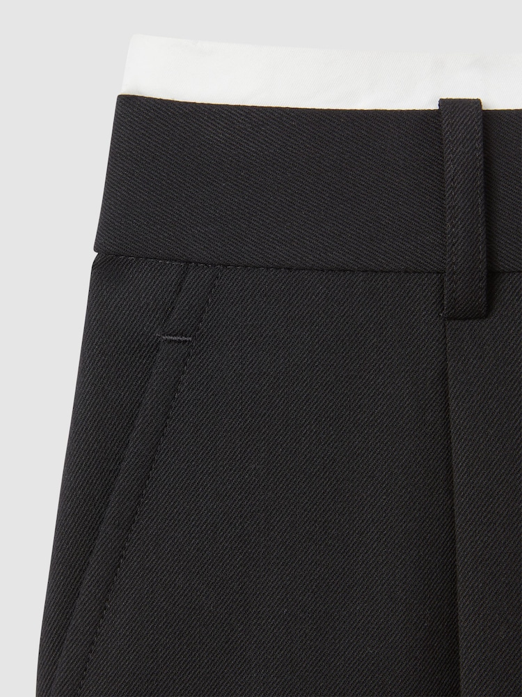 Reiss Black Karyn Tailored Wool Blend Contrast Trim Shorts - Image 7 of 7