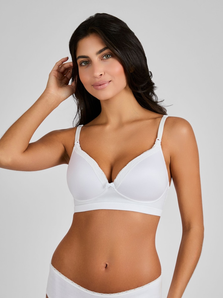 JoJo Maman Bébé White Emma-Jane Lace Trim Nursing T-Shirt Bra - Image 1 of 5