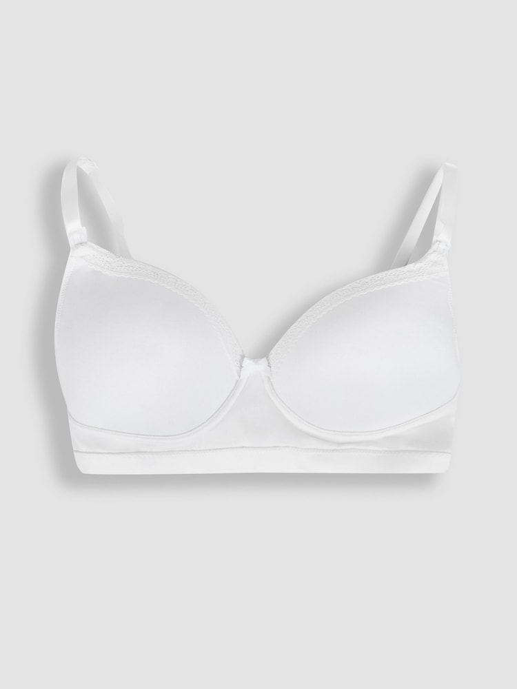 JoJo Maman Bébé White Emma-Jane Lace Trim Nursing T-Shirt Bra - Image 4 of 5