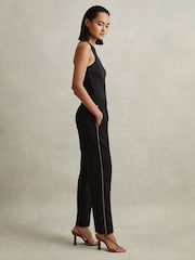 Reiss Black Remi Elasticated Side Stripe Tapered Trousers - Image 3 of 7