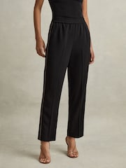 Reiss Black Remi Elasticated Side Stripe Tapered Trousers - Image 4 of 7