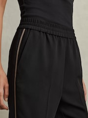Reiss Black Remi Elasticated Side Stripe Tapered Trousers - Image 5 of 7