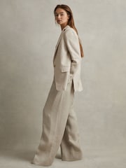 Reiss Natural Cassie Petite Linen Single Breasted Suit Blazer - Image 3 of 9