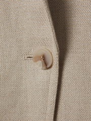 Reiss Natural Cassie Petite Linen Single Breasted Suit Blazer - Image 7 of 9