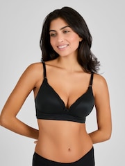 JoJo Maman Bébé Black Emma-Jane Lace Trim Nursing T-Shirt Bra - Image 1 of 6