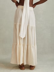 Reiss Neutral Tammy Tiered Drawstring Maxi Skirt - Image 5 of 6