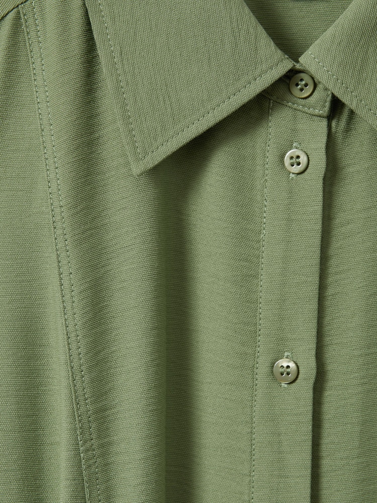 Reiss Green Morgan Viscose Blend Belted Shirt Dress - Image 6 of 6