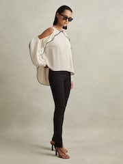 Reiss White Daria Ruffle Detail Cut Out Blouse - Image 3 of 6