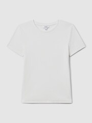 Reiss White Victoria Cotton Blend Scoop Neck T-Shirt - Image 2 of 5
