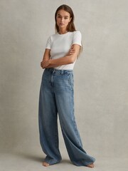 Reiss White Victoria Cotton Blend Scoop Neck T-Shirt - Image 3 of 5