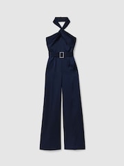 Halston Satin Halter Neck Jumpsuit - Image 2 of 5
