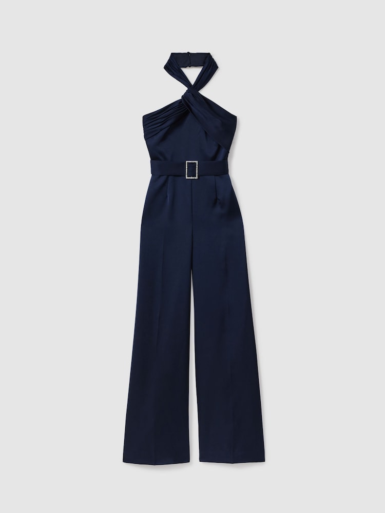 Halston Satin Halter Neck Jumpsuit - Image 2 of 5