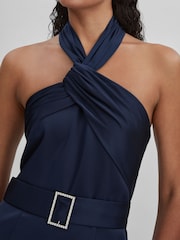Halston Satin Halter Neck Jumpsuit - Image 3 of 5
