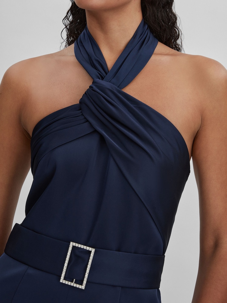 Halston Satin Halter Neck Jumpsuit - Image 3 of 5