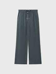 Reiss Blue Cameilla Drawstring Zip-Front Wide Leg Trousers - Image 2 of 6