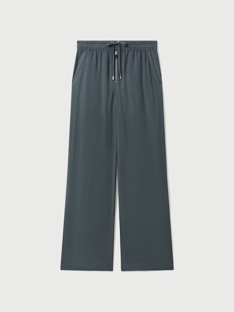 Reiss Blue Cameilla Drawstring Zip-Front Wide Leg Trousers - Image 2 of 6