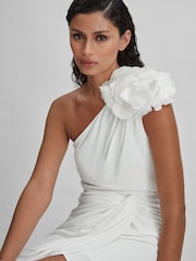 Halston One-Shoulder Ruffle Mini Dress - Image 3 of 6