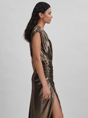 Halston Metallic Ruched Maxi Dress - Image 4 of 6