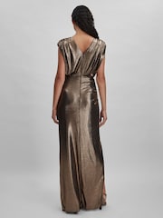 Halston Metallic Ruched Maxi Dress - Image 5 of 6