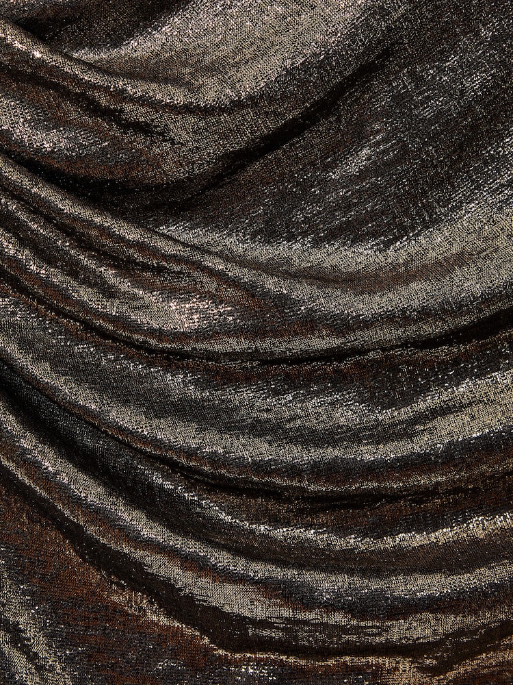 Halston Metallic Ruched Maxi Dress - Image 6 of 6