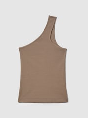 Reiss Taupe Ria Cotton Blend One-Shoulder Top - Image 2 of 4