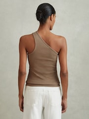 Reiss Taupe Ria Cotton Blend One-Shoulder Top - Image 4 of 4