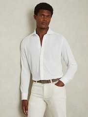 Reiss White Bobby Modal Blend Cutaway Collar Shirt - Image 1 of 6