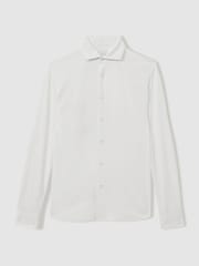 Reiss White Bobby Modal Blend Cutaway Collar Shirt - Image 2 of 6