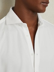 Reiss White Bobby Modal Blend Cutaway Collar Shirt - Image 3 of 6