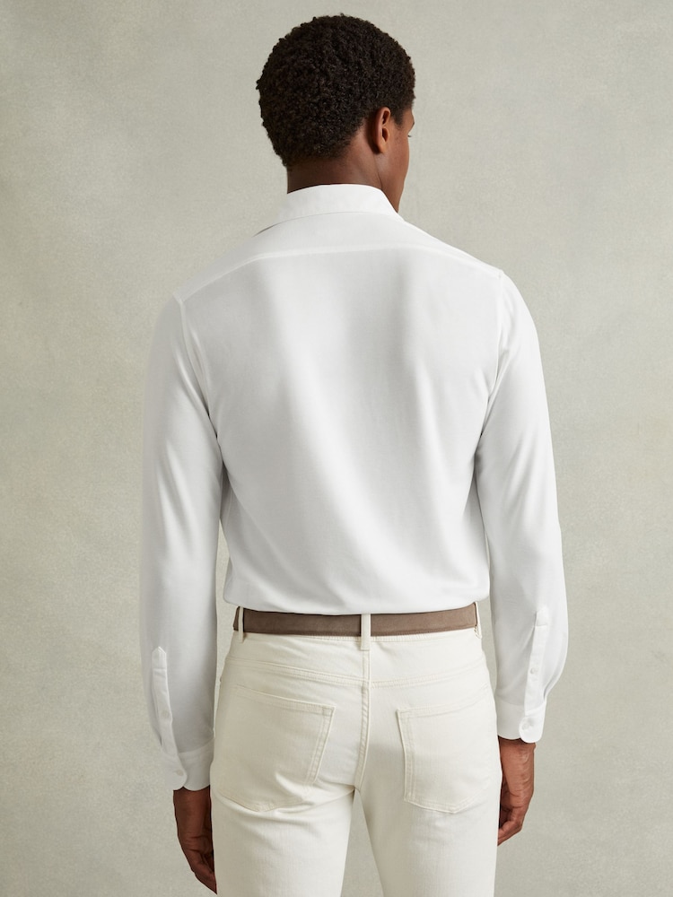 Reiss White Bobby Modal Blend Cutaway Collar Shirt - Image 4 of 6
