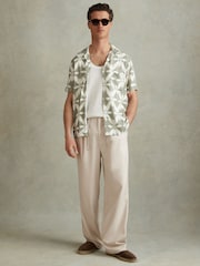 Reiss Stone Arden Relaxed Twill Drawstring Trousers - Image 1 of 5