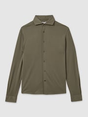 Reiss Khaki Bobby Modal Blend Cutaway Collar Shirt - Image 2 of 6