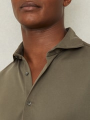 Reiss Khaki Bobby Modal Blend Cutaway Collar Shirt - Image 3 of 6