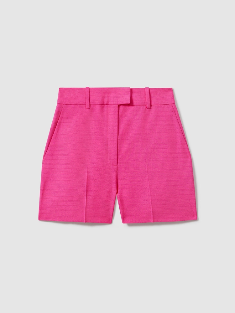 Reiss Pink Hewey Tailored Textured Suit Shorts - Image 2 of 6