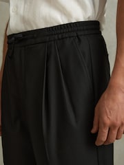 Reiss Black Arden Relaxed Twill Drawstring Trousers - Image 4 of 6