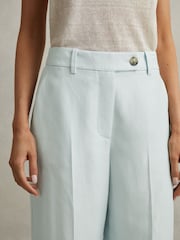 Reiss Blue Lori Viscose-Linen Wide Leg Suit Trousers - Image 3 of 6