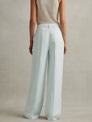 Reiss Blue Lori Viscose-Linen Wide Leg Suit Trousers - Image 5 of 6