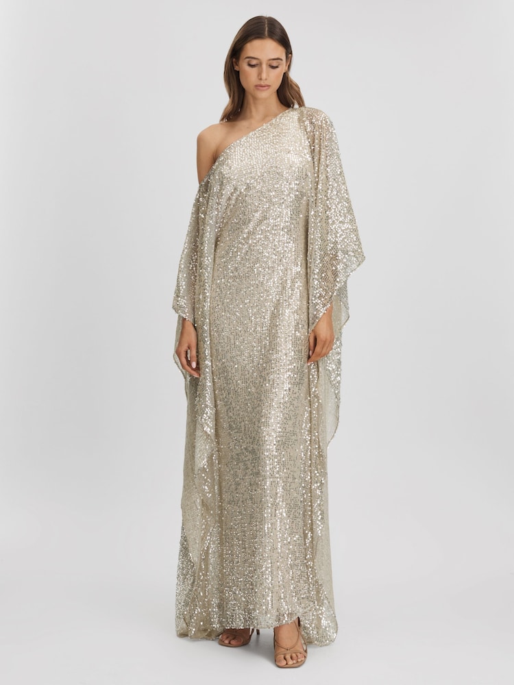 Halston Sequin Off-The-Shoulder Maxi Dress - Image 1 of 7